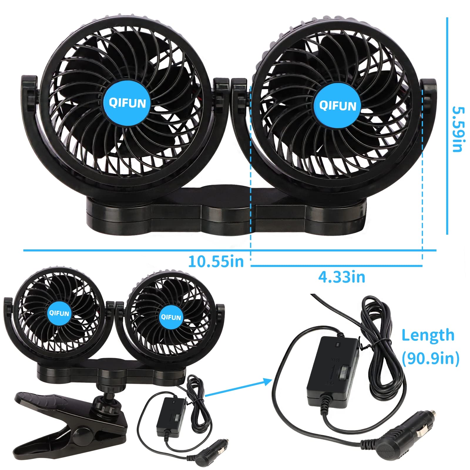 QIFUN car fan stepless speed control enables tailored wind