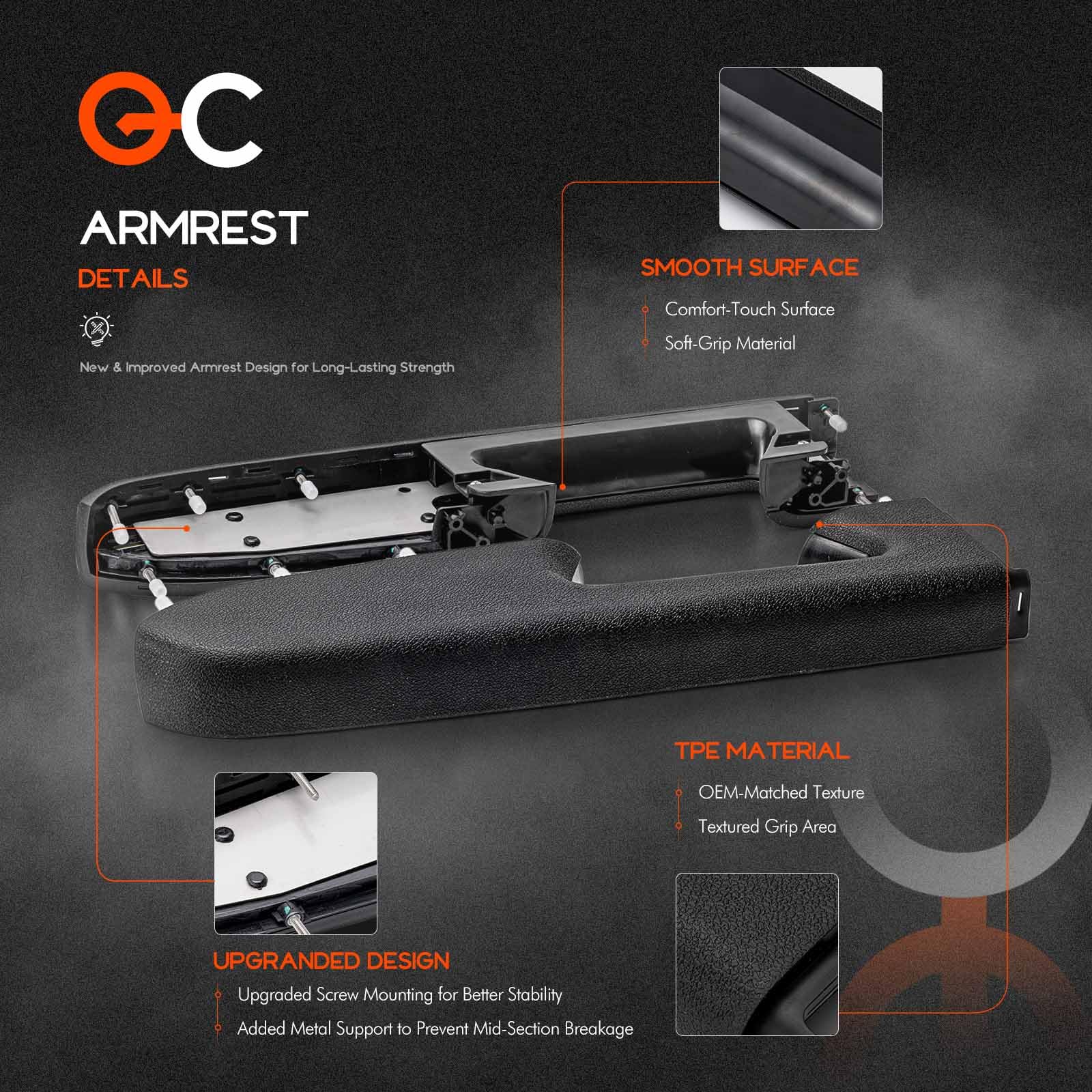 Qifusucc armrest mounting reduces rattles and cabin noise for quieter driving.
