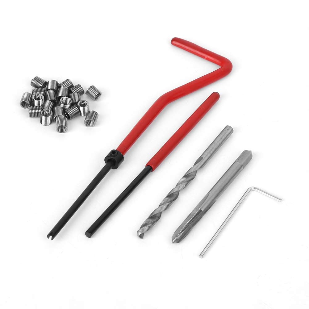 Qiilu M4 Helicoil kit assembly tools for precise threading repairs in machinery.