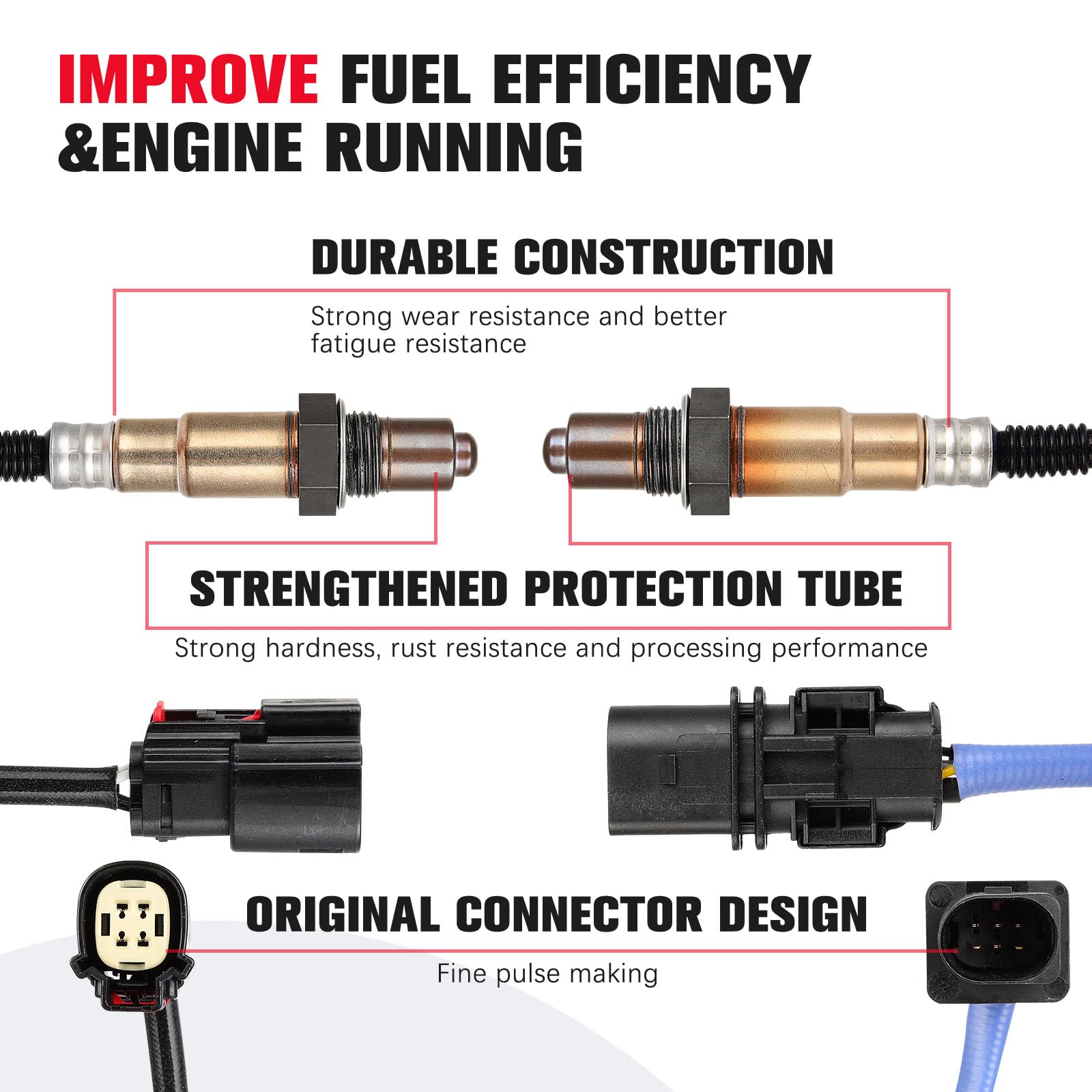 QIJIAUTO O2 sensor connectors for easy and secure installation.