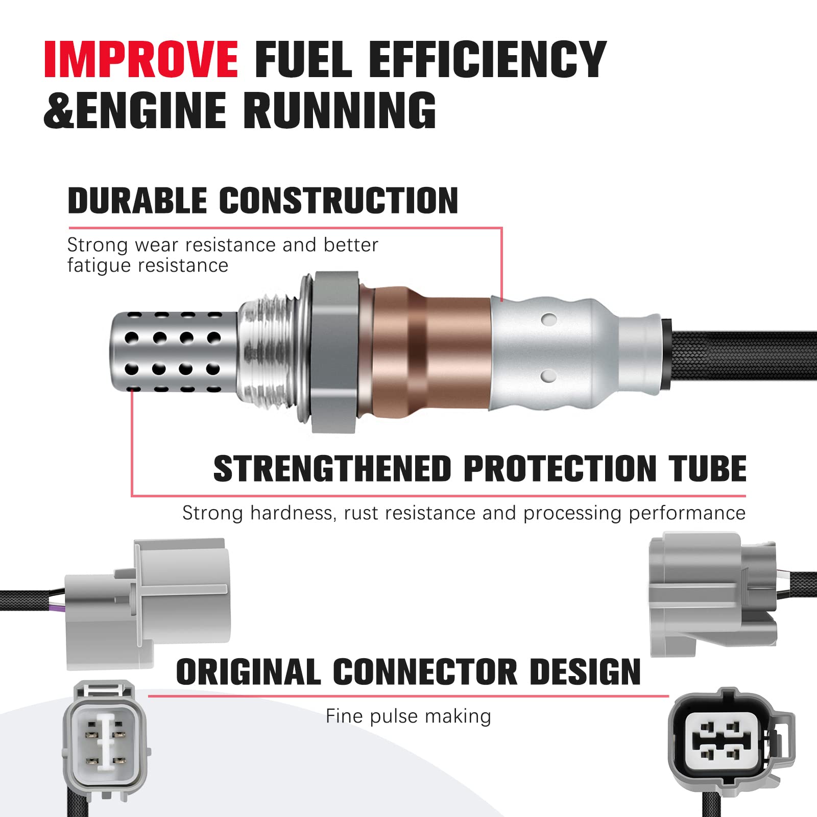 QIJIAUTO oxygen sensor installation view, showcasing two sensors included.