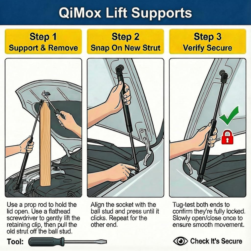 QiMox pair of lift struts fit 2016-2022 Lexus RX models reliably.