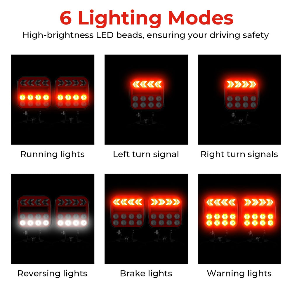 QINOJA LED trailer light with 21 LEDs and 6 signaling modes
