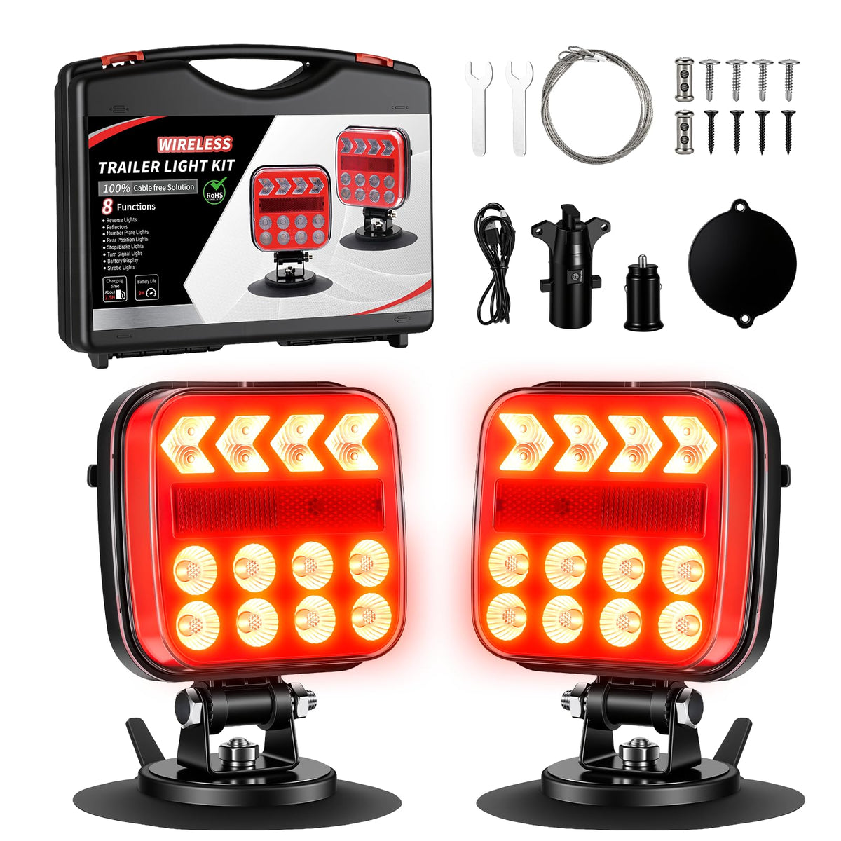 QINOJA wireless trailer light with a strong magnet for quick mounting