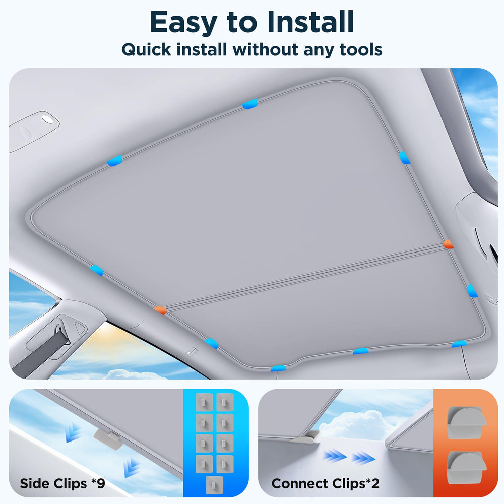 QINQINTU beige sunshade complements Model Y interior