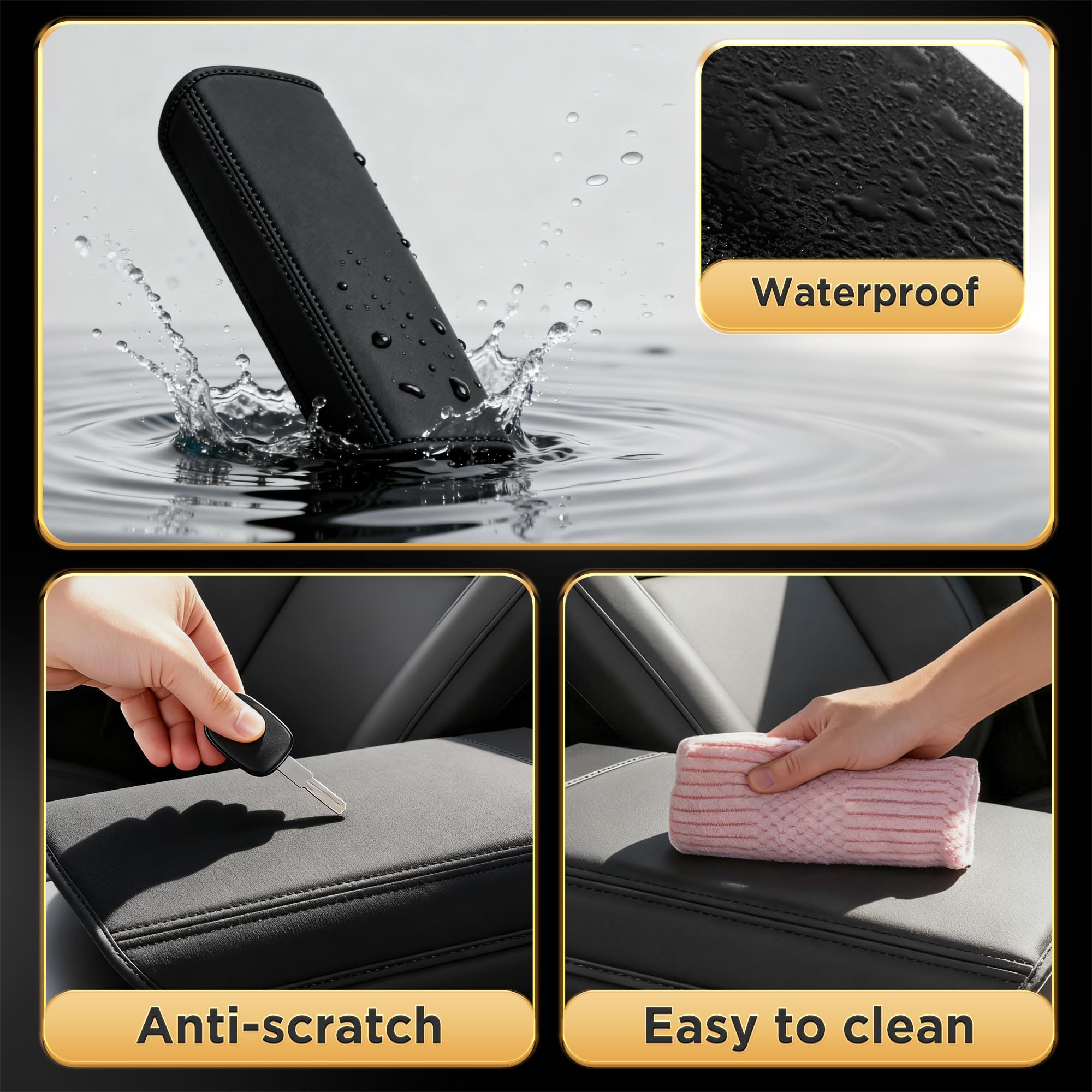 QINQINTU easy-install armrest cover uses elastic bands for tool-free fit.