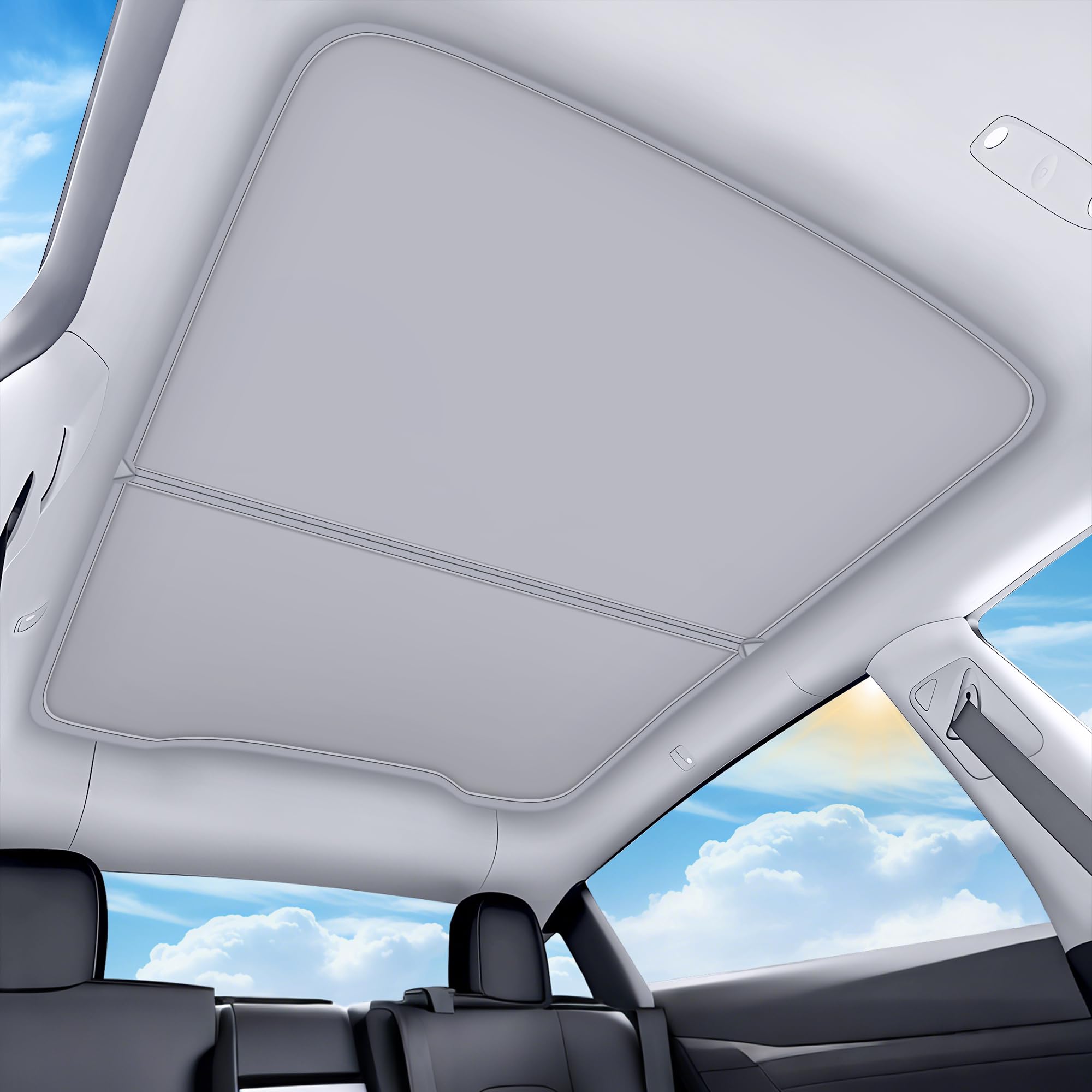 QINQINTU glass roof sunshade for Model Y Juniper fit with snug contours