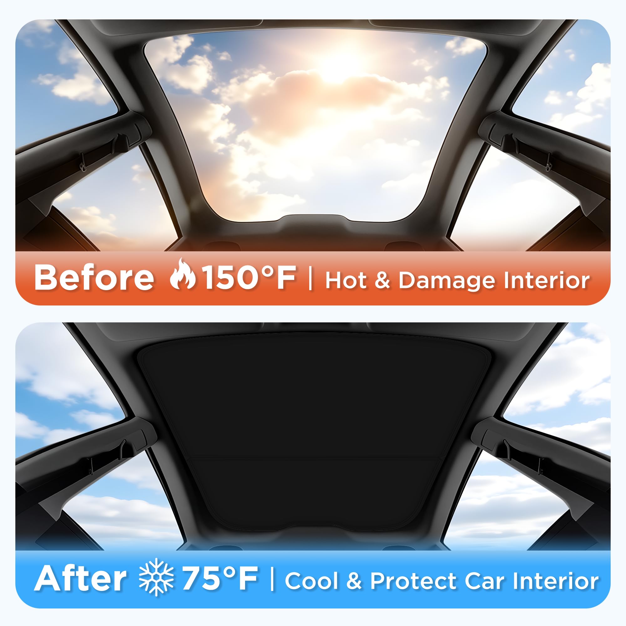 QINQINTU interior cooling sunshade for Tesla Model Y reduces heat and glare.
