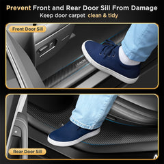 QINQINTU door sill cover for Tesla Model Y Juniper preserves interior cleanliness.