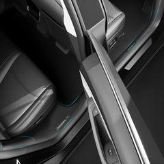 QINQINTU model-y juniper door sill guard bumper fits seamlessly and protects carpets.