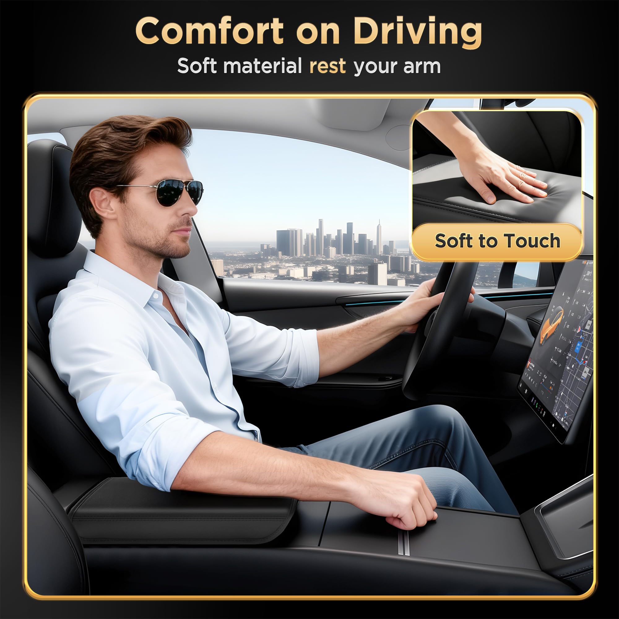 QINQINTU Model 3 Highland center console cover protects from wear and spills.