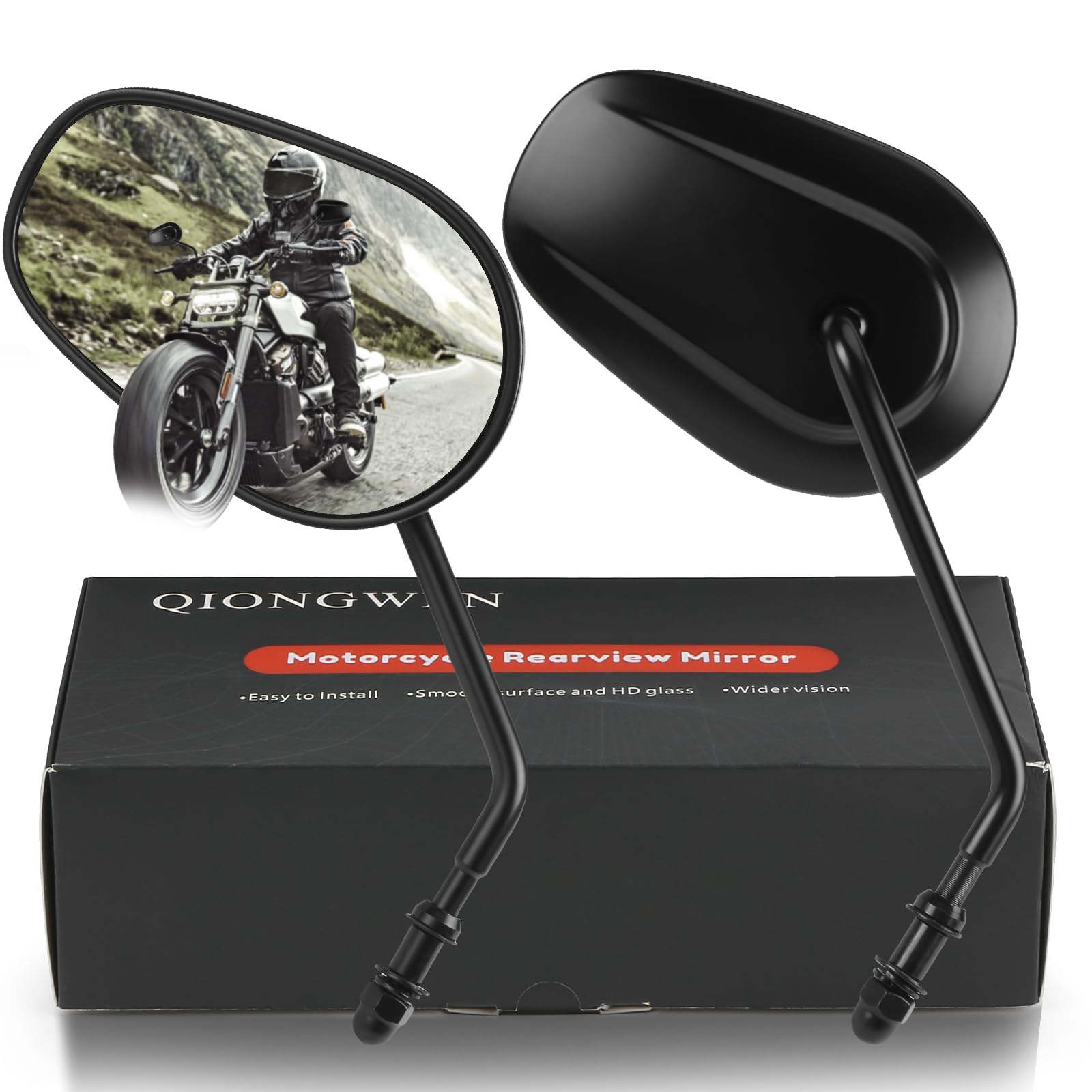 QIONGWEN mirror left 360 adjustable for enhanced rear visibility