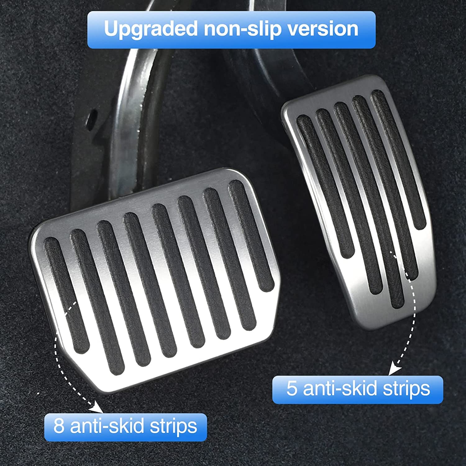 QIRUIMY silicone strips provide non-slip grip on accelerator and brake pedals for safer driving.