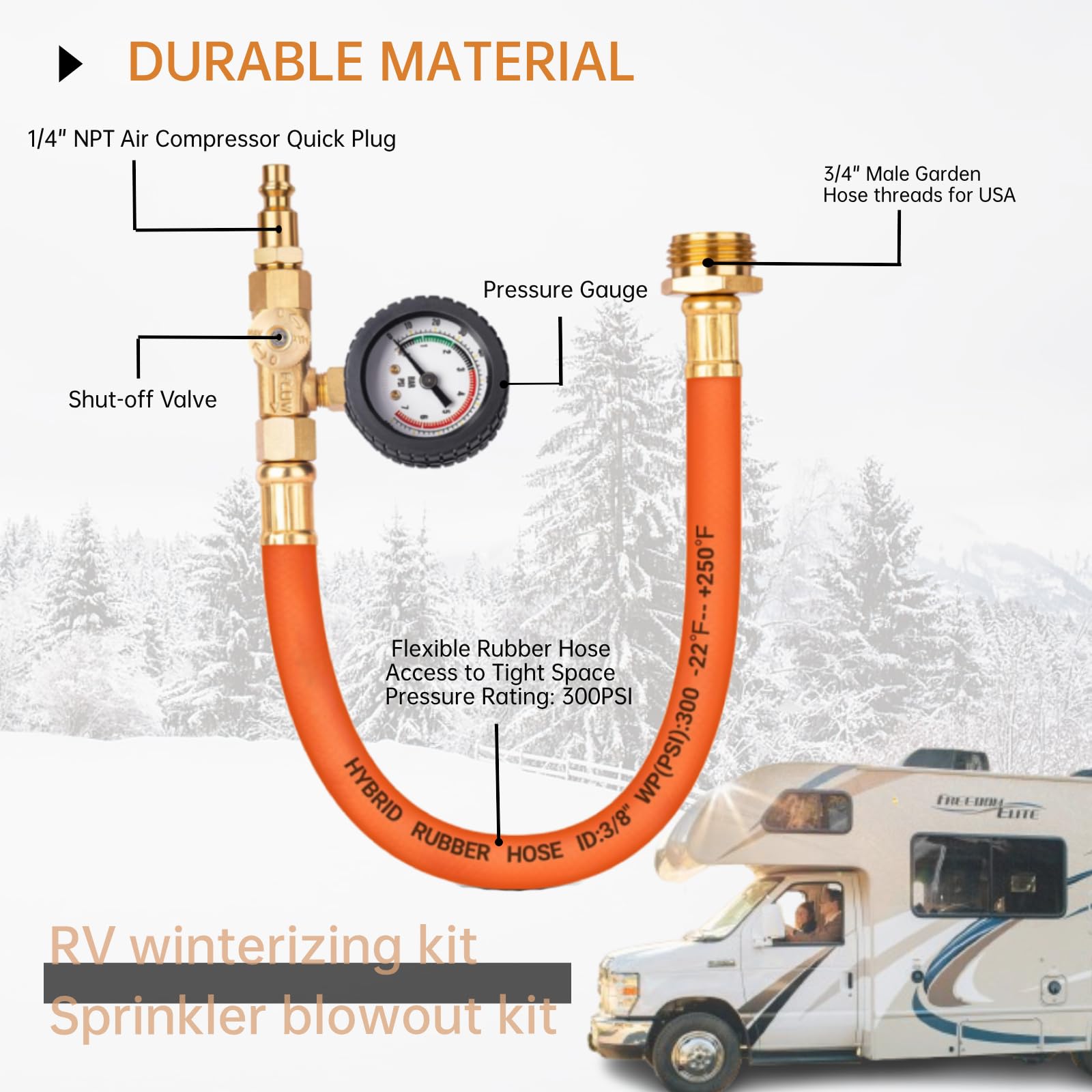 QiuLovesYT Brass RV Winterizing Kit gauge shows precise pressure monitoring for safe winterizing