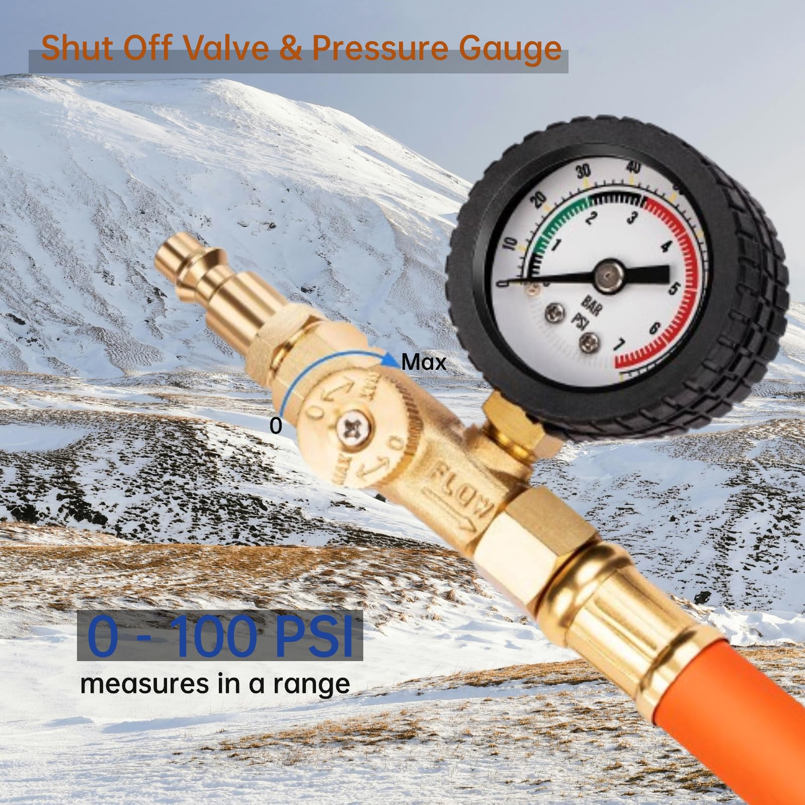 QiuLovesYT Brass RV Winterizing Kit shut-off valve highlights controlled pressure during use