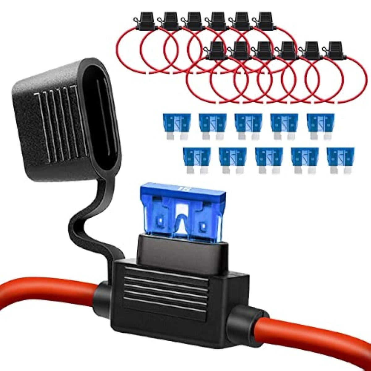 Qizpcer 14AWG inline fuse holder main view for reliable 12V circuits