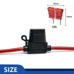 Qizpcer 16 AWG red wire inline fuse holder for durable connections.