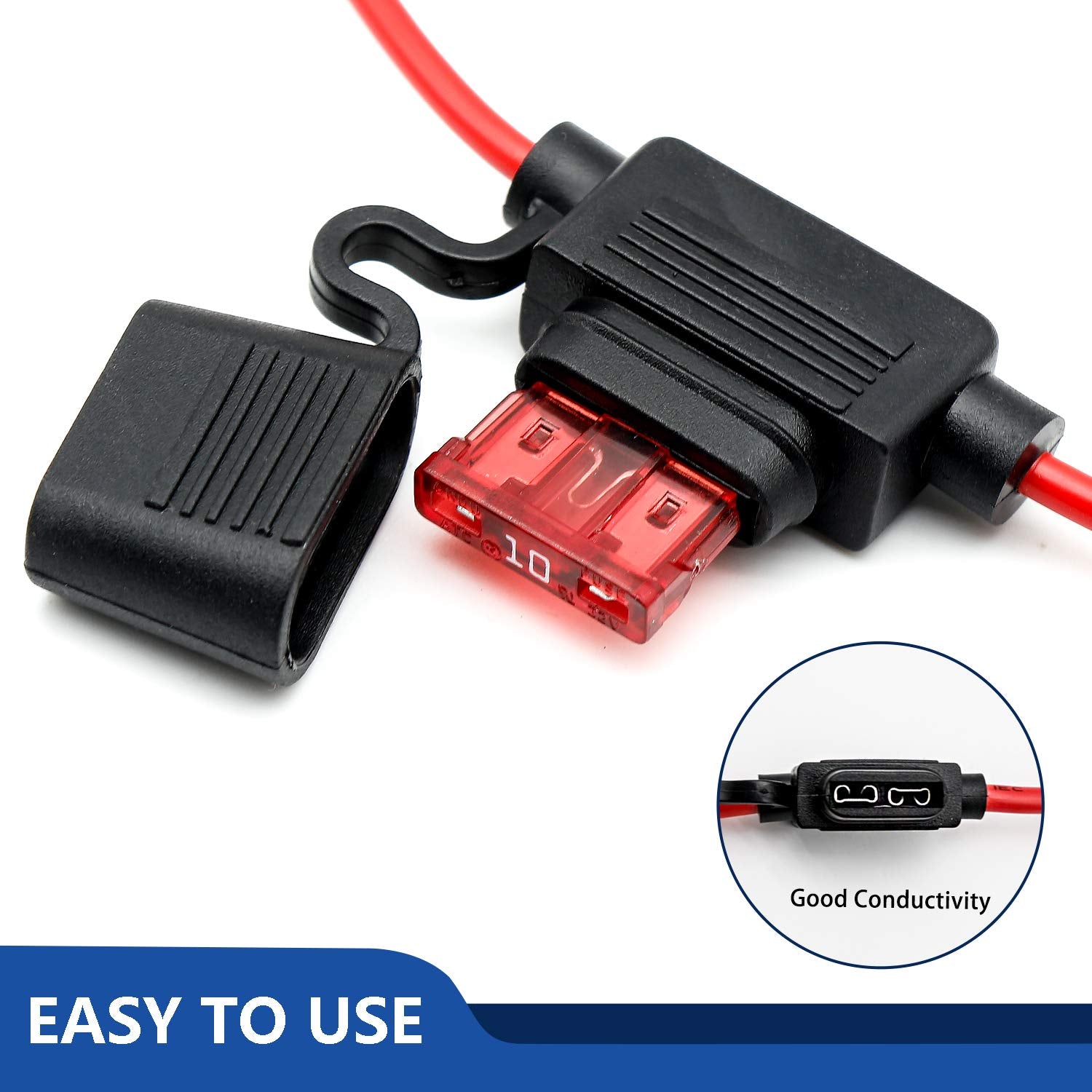 Qizpcer inline holder compatible with ATC/ATO blade fuses for easy upgrades.