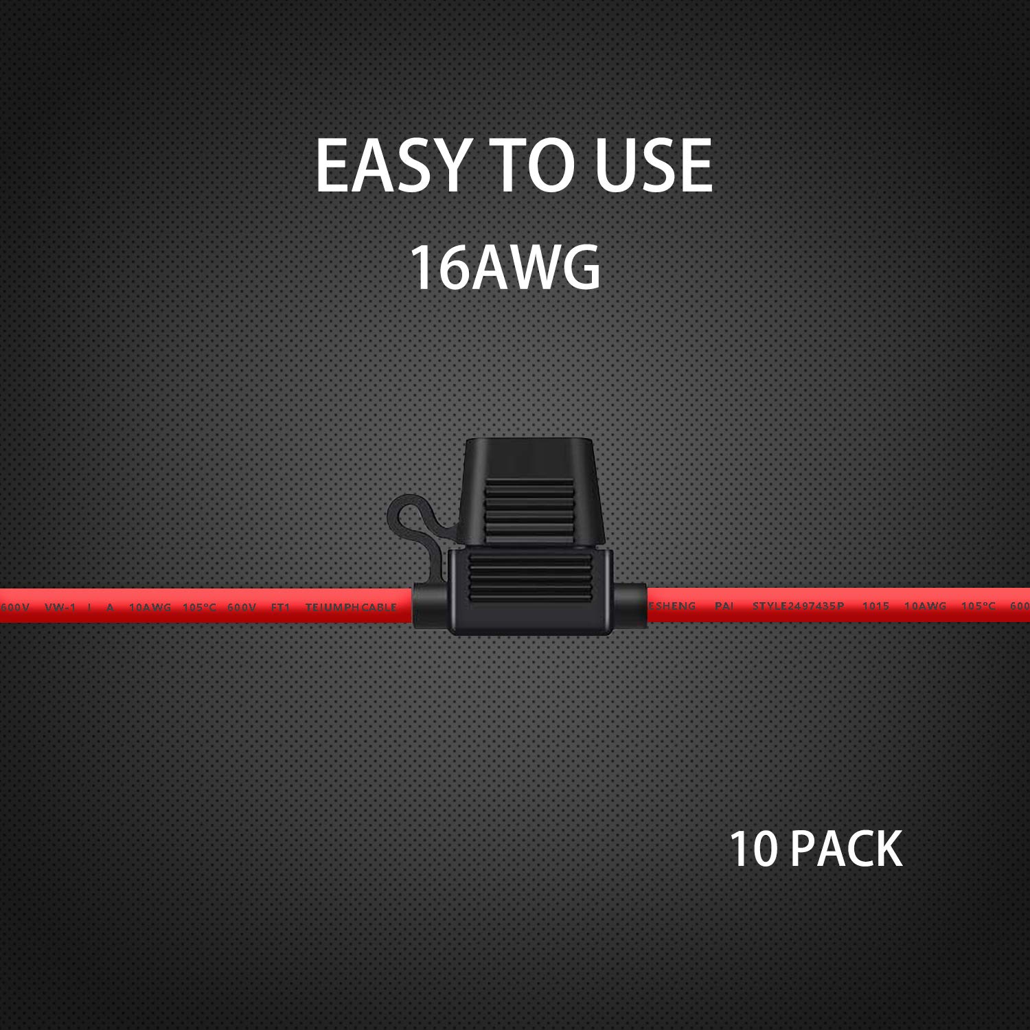 Qizpcer fuse kit includes 10 inline holders and 10 x 10A fuses.