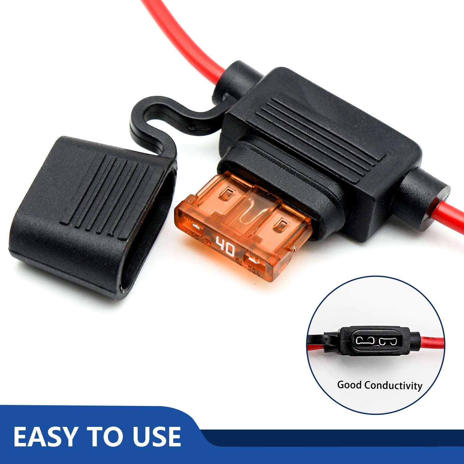 Qizpcer inline fuse holder with waterproof lid for weather protection