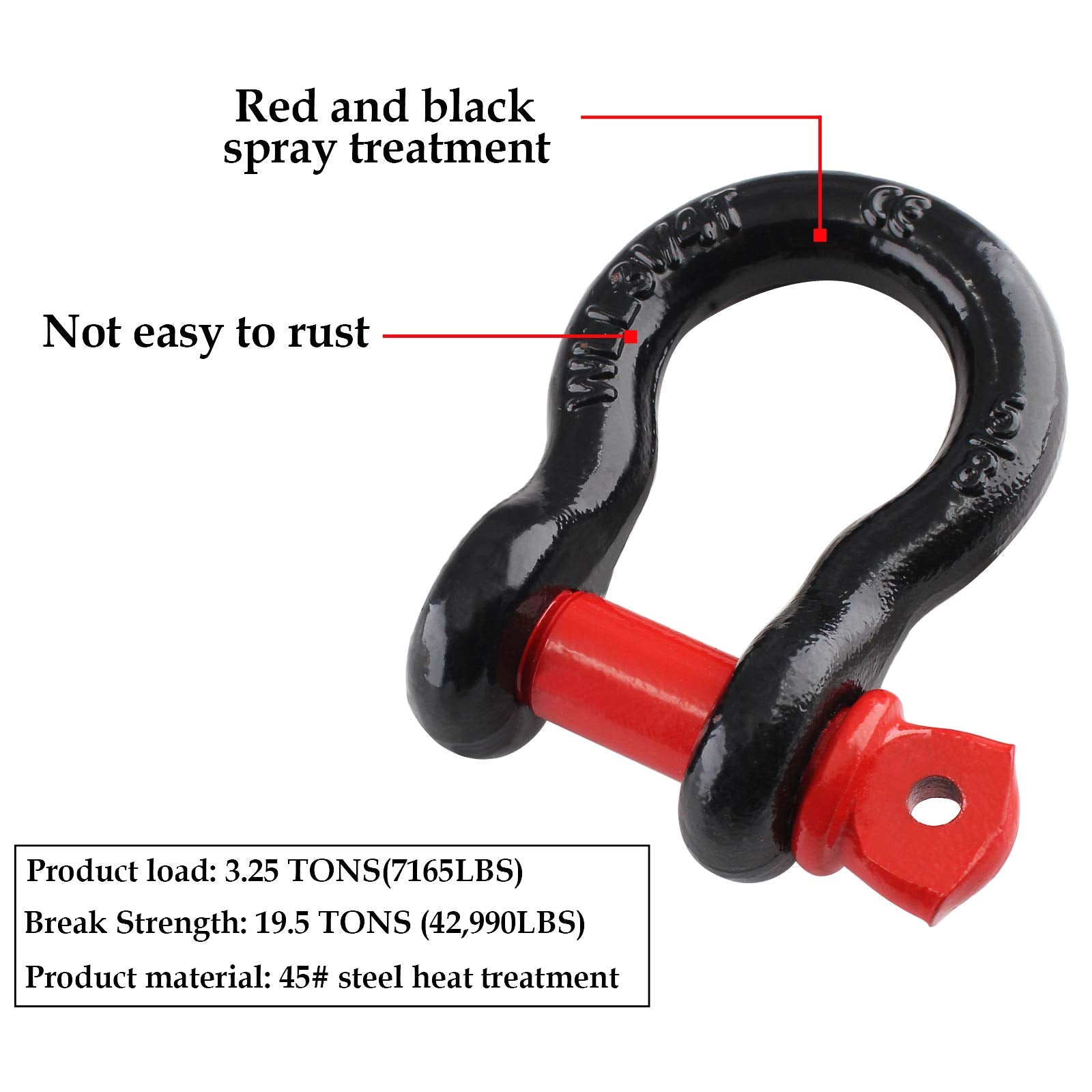 Qjaiune heavy duty 45 steel D shackle for strength