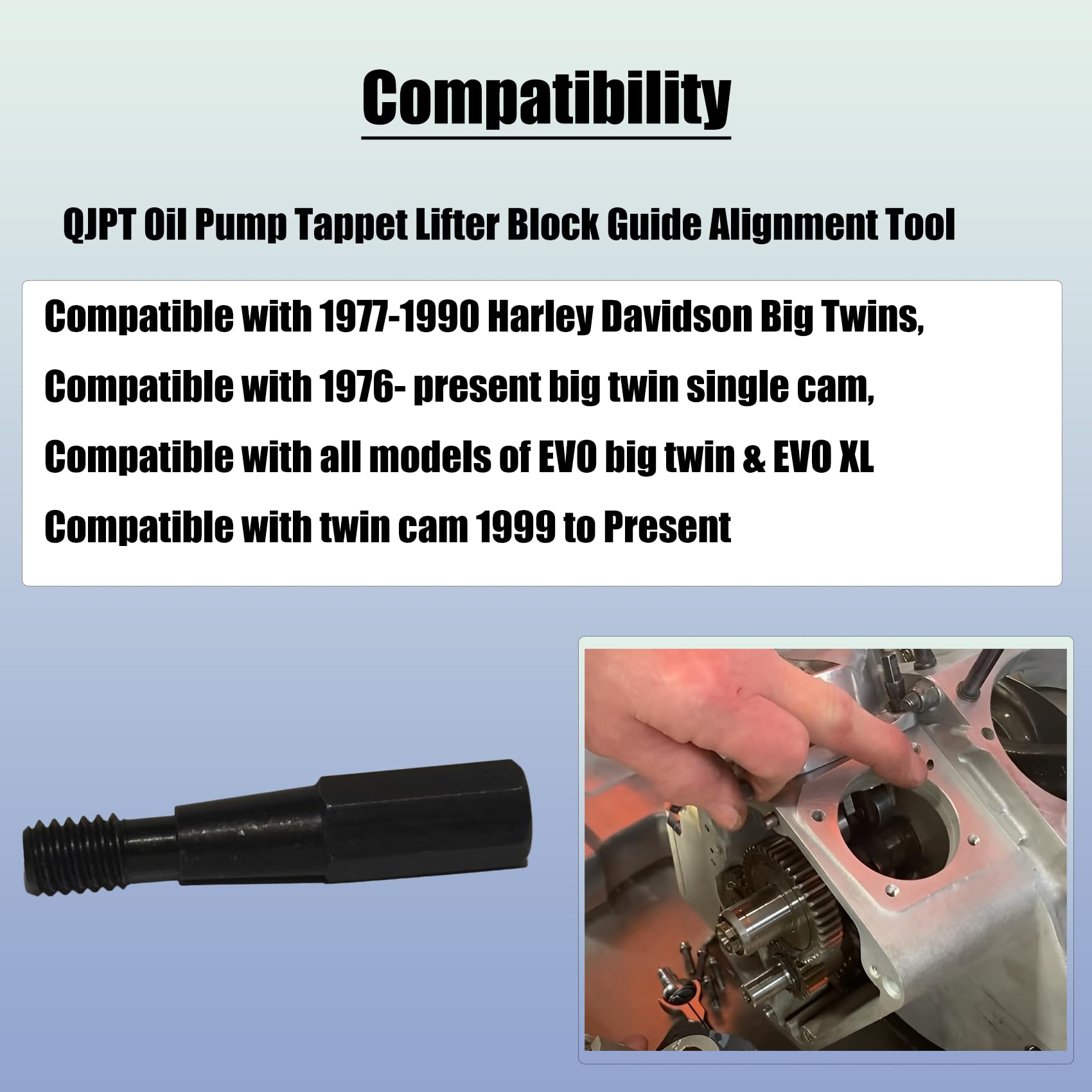 QJPT oil pump tappet guide for Twin Cam 1999-present ensures smooth lifter tracking.