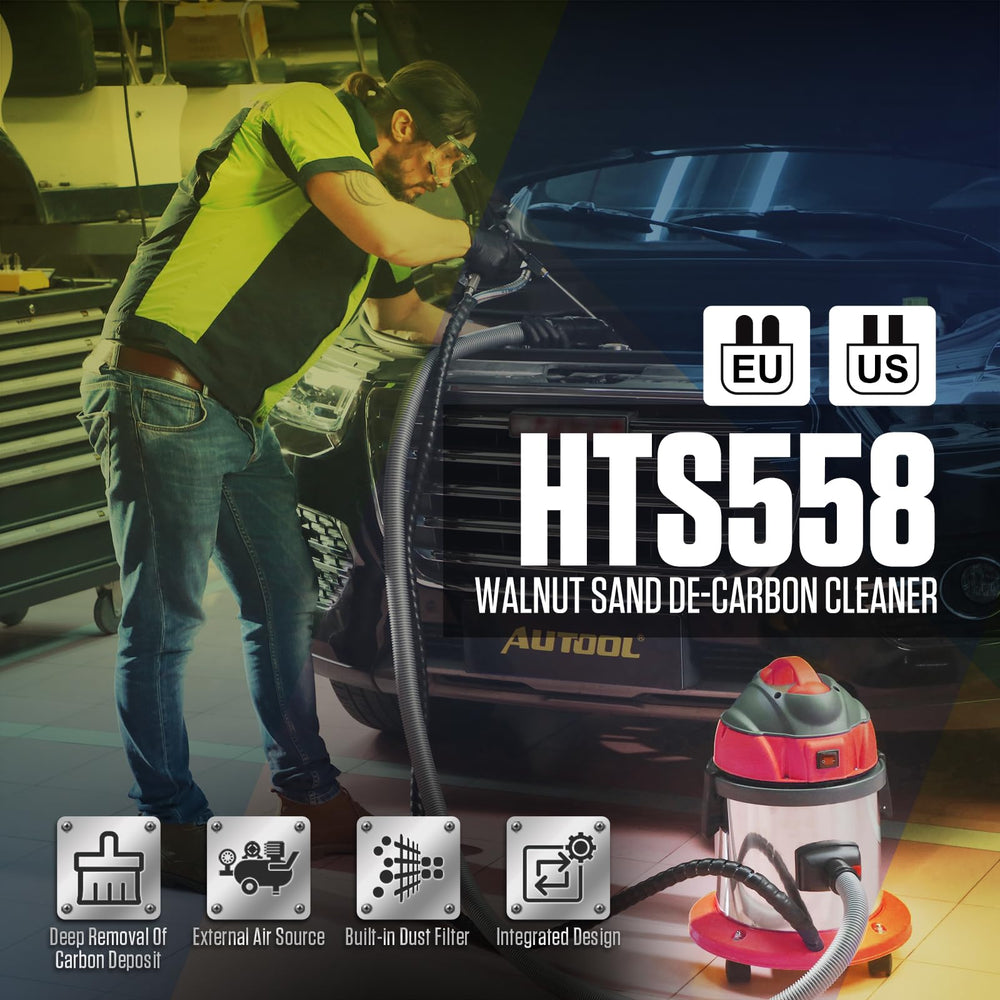 QPKING Walnut Blaster exhaust-valve cleaning demonstrates cleaner exhaust area.