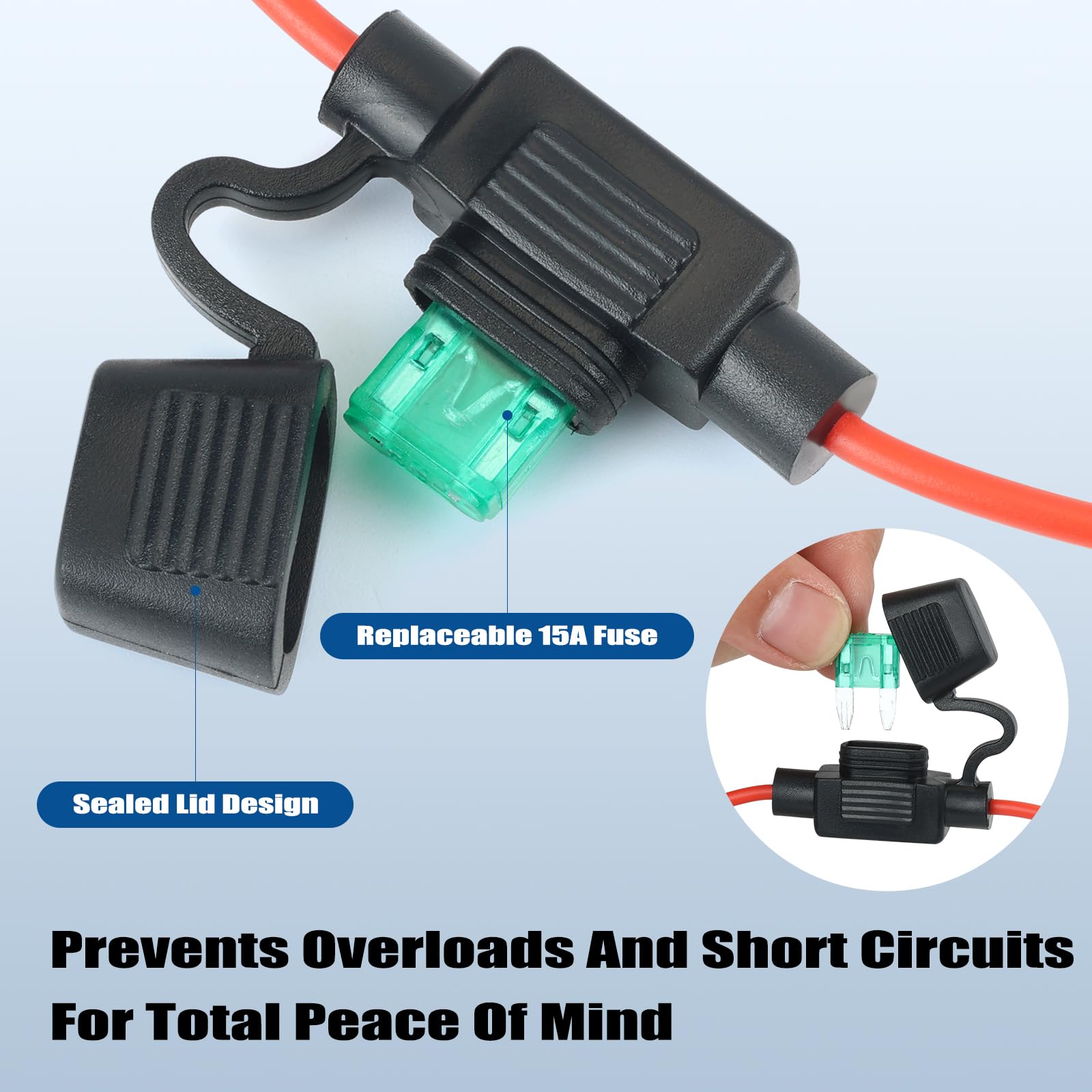 QKJCE Starlink Mini 15A fuse safeguards against surges and shorts during use.