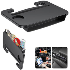 Qlhshop 2in1 Steering Wheel Desk mounted for portable on-the-go workspace.