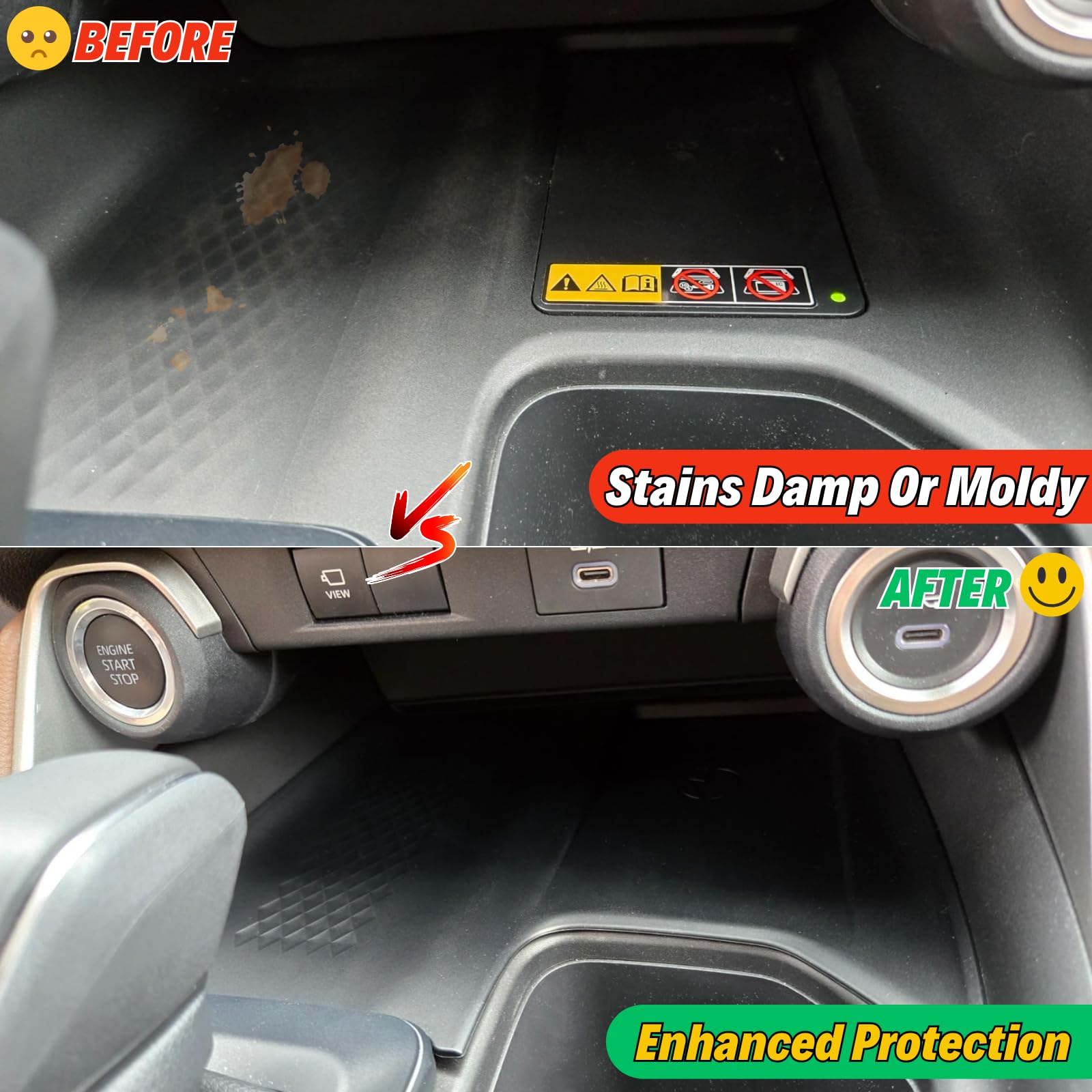 Qlhshop ABS plastic tray finishes in matte black to blend with interior.