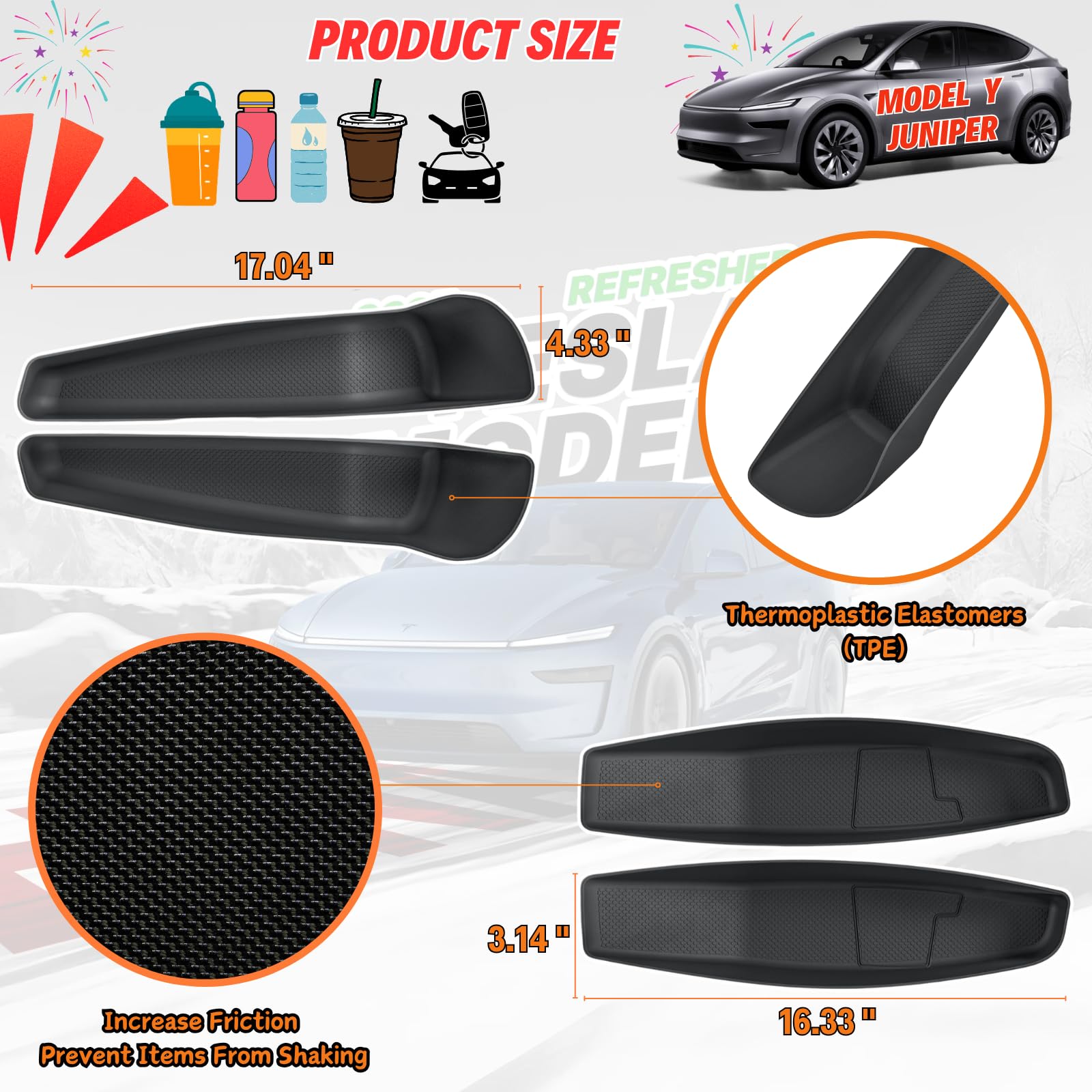 Qlhshop black TPE interior protection blends with Model Y Juniper interior.