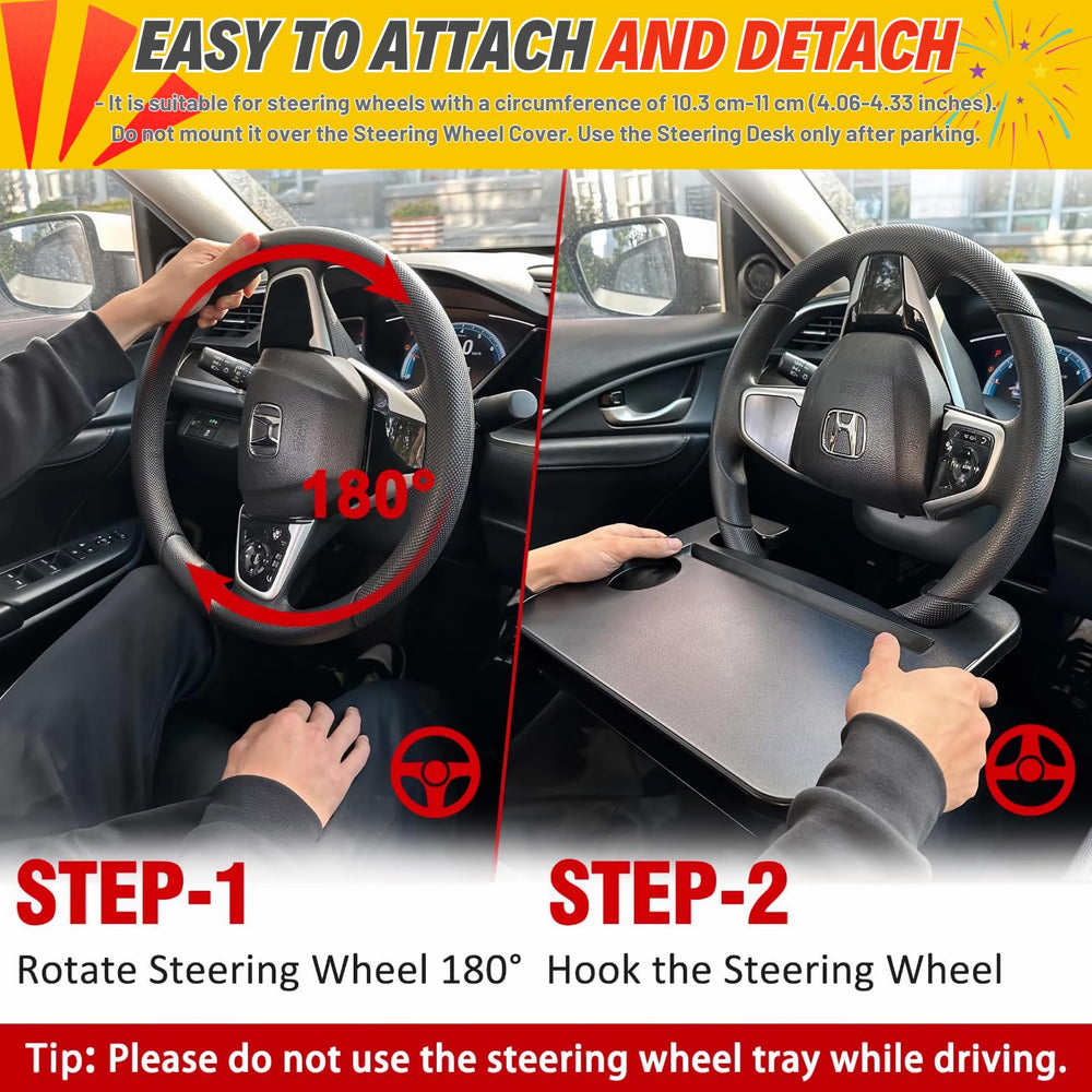 Qlhshop Car Desk Mount Easy Install fits between console and seat for quick setup.