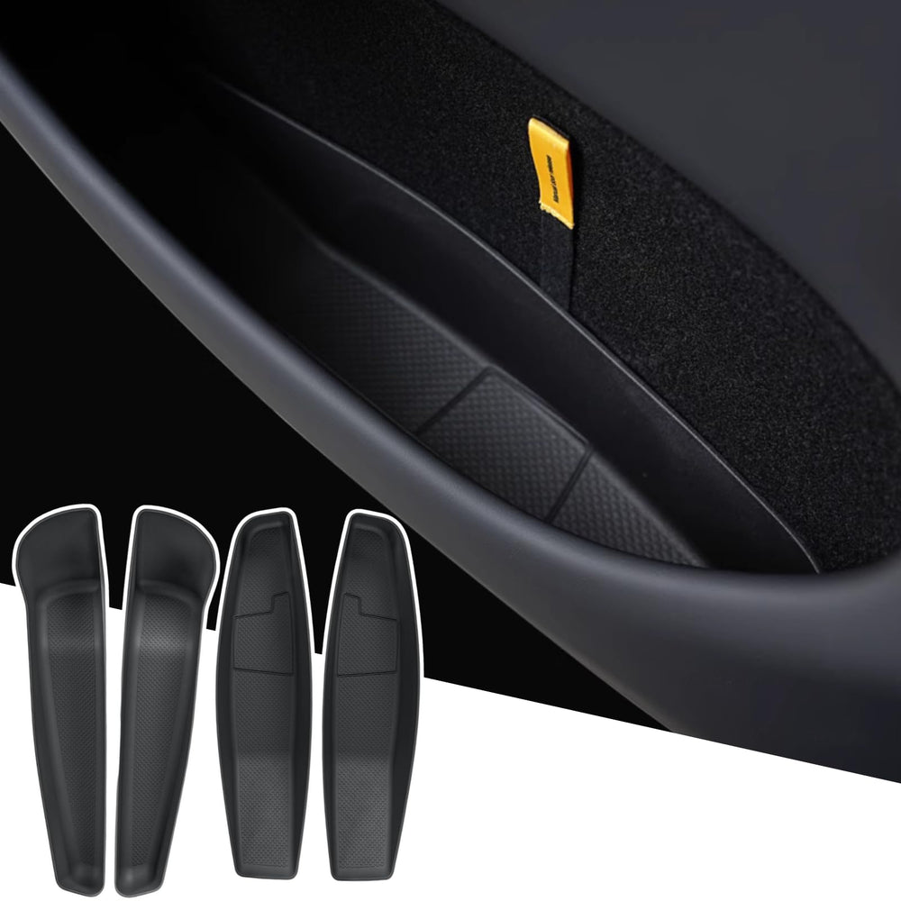 Qlhshop front door pocket liner for Tesla Model Y preserves organization and guards against spills.