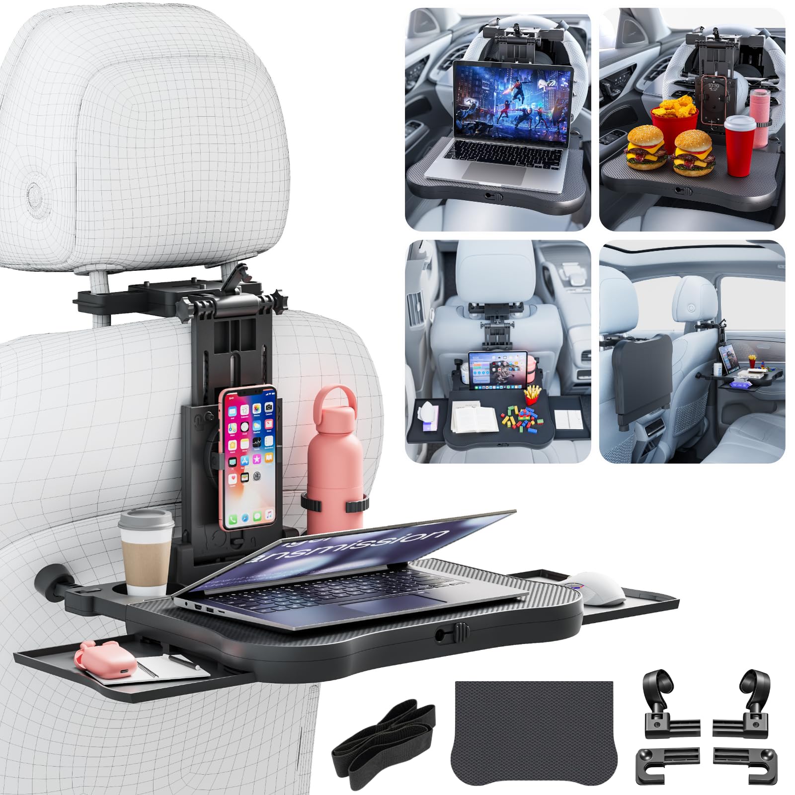 QLHSHOP large foldable backseat tray table for meals and work