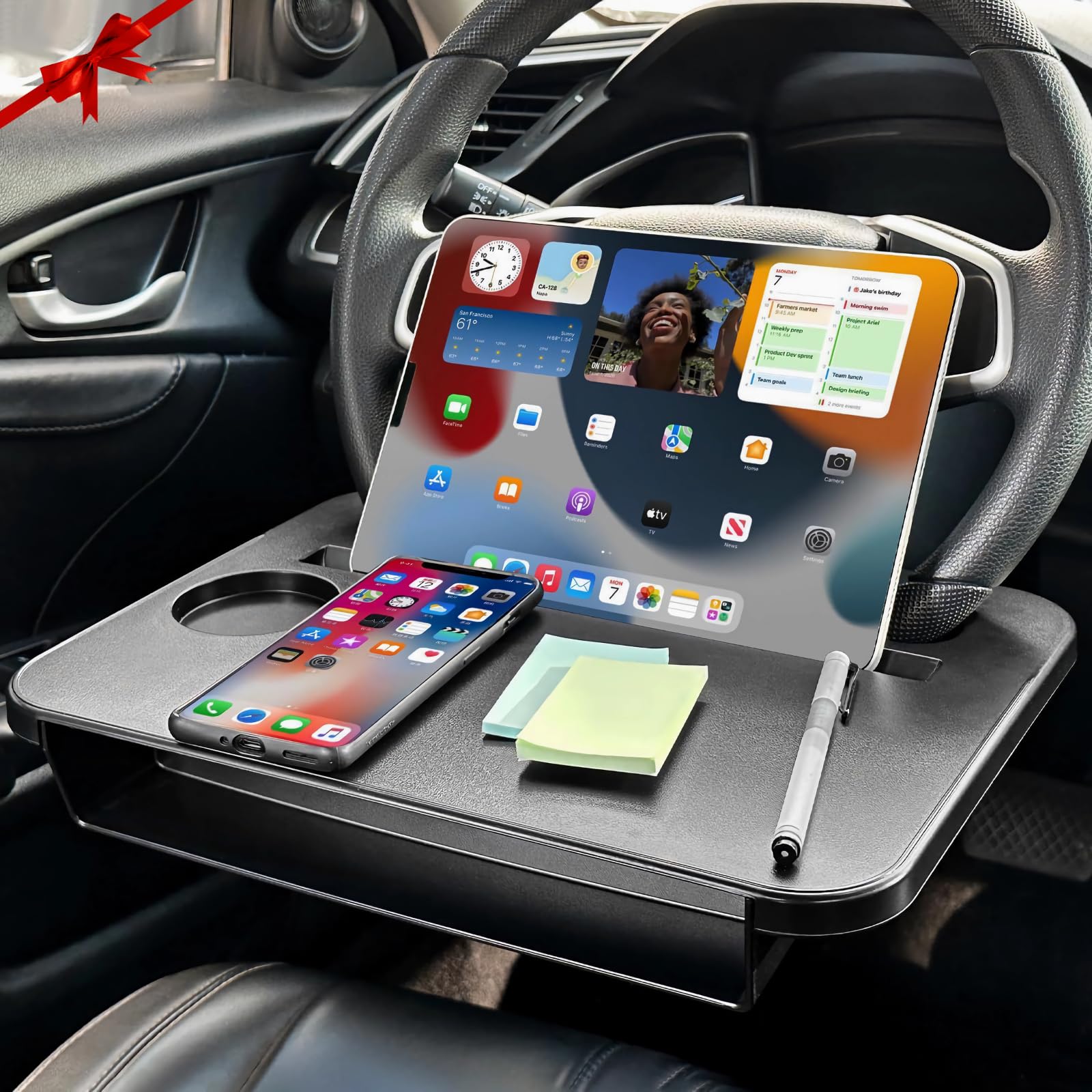 Qlhshop Steering Wheel Desk Deep Cup Holder offers convenient meals or drinks placement.