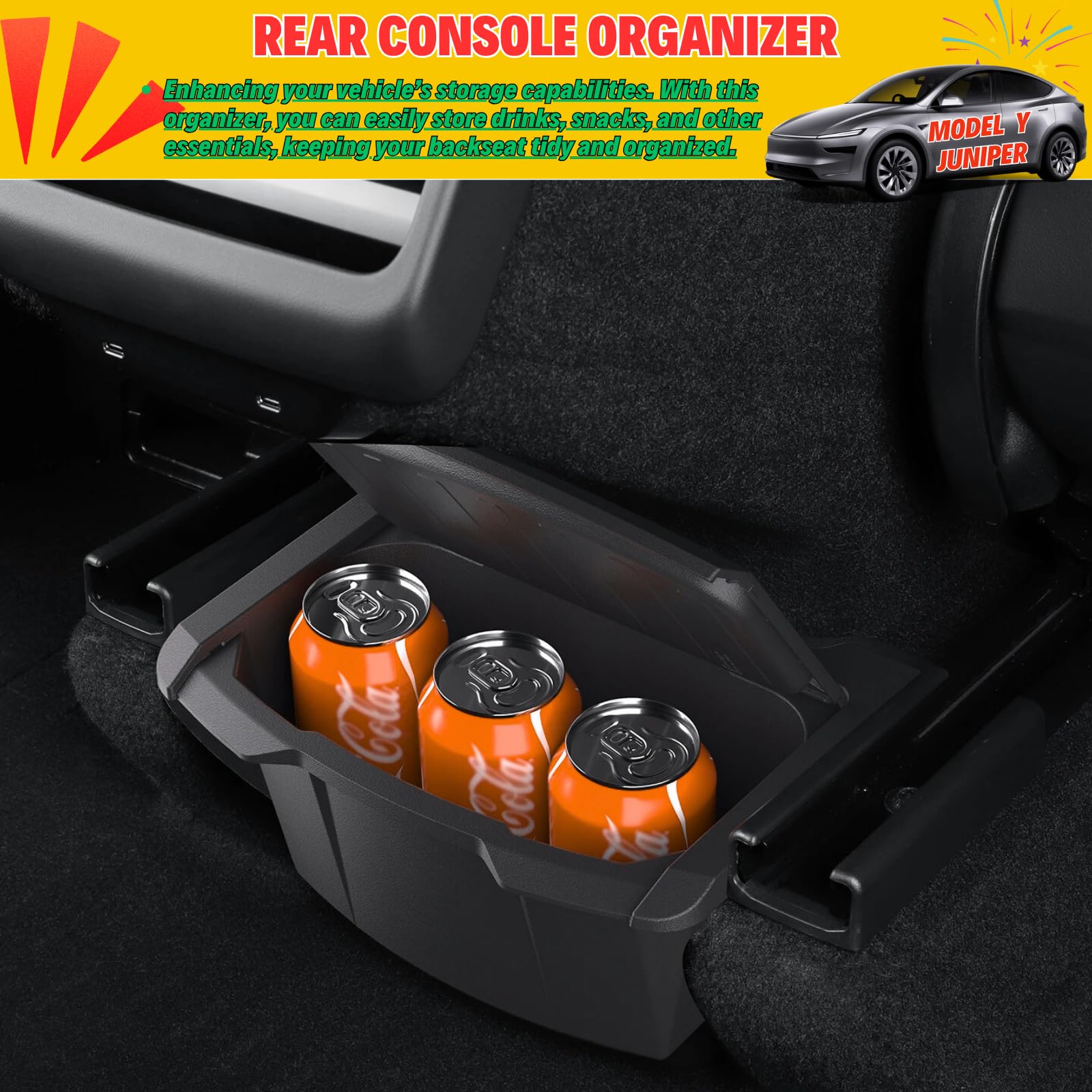 Qlhshop Juniper rear center console organizer with lid offers tidy storage on every ride