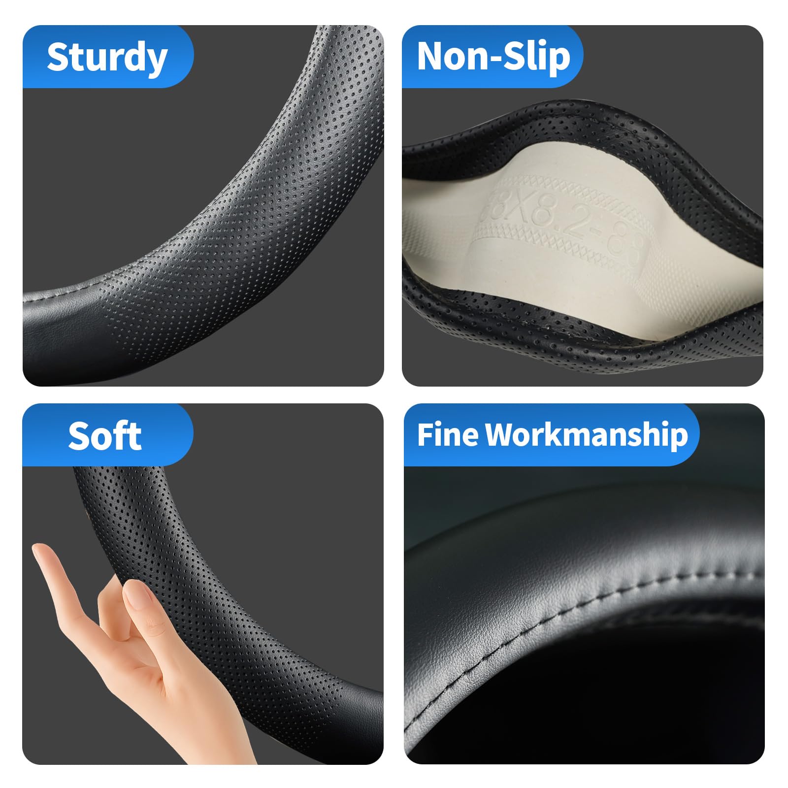 Anti-slip rubber lining preserves grip during daily driving with QLLUYTR cover.