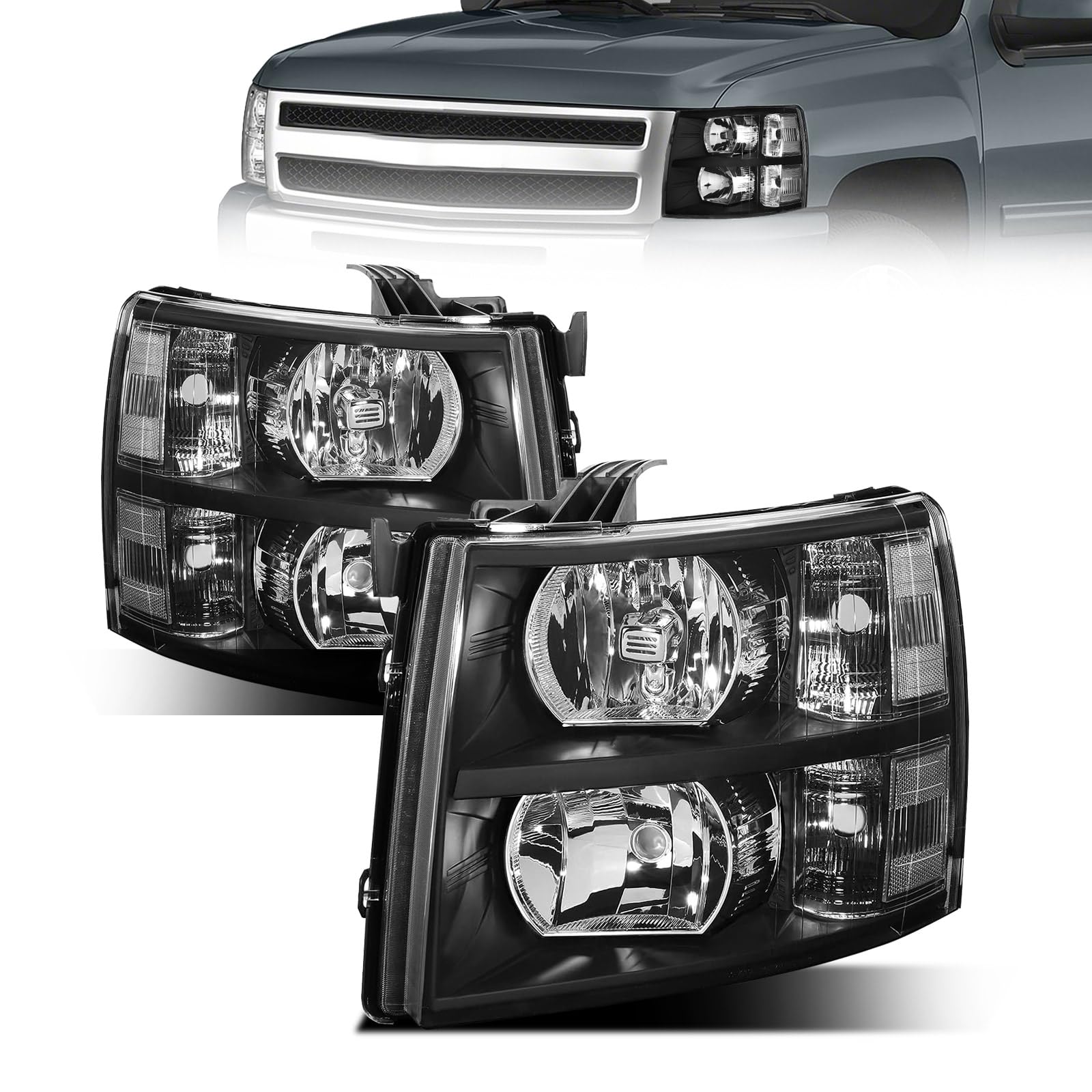 QLLUYTR Silverado front headlight assembly improves nighttime visibility and modernizes the front fascia.