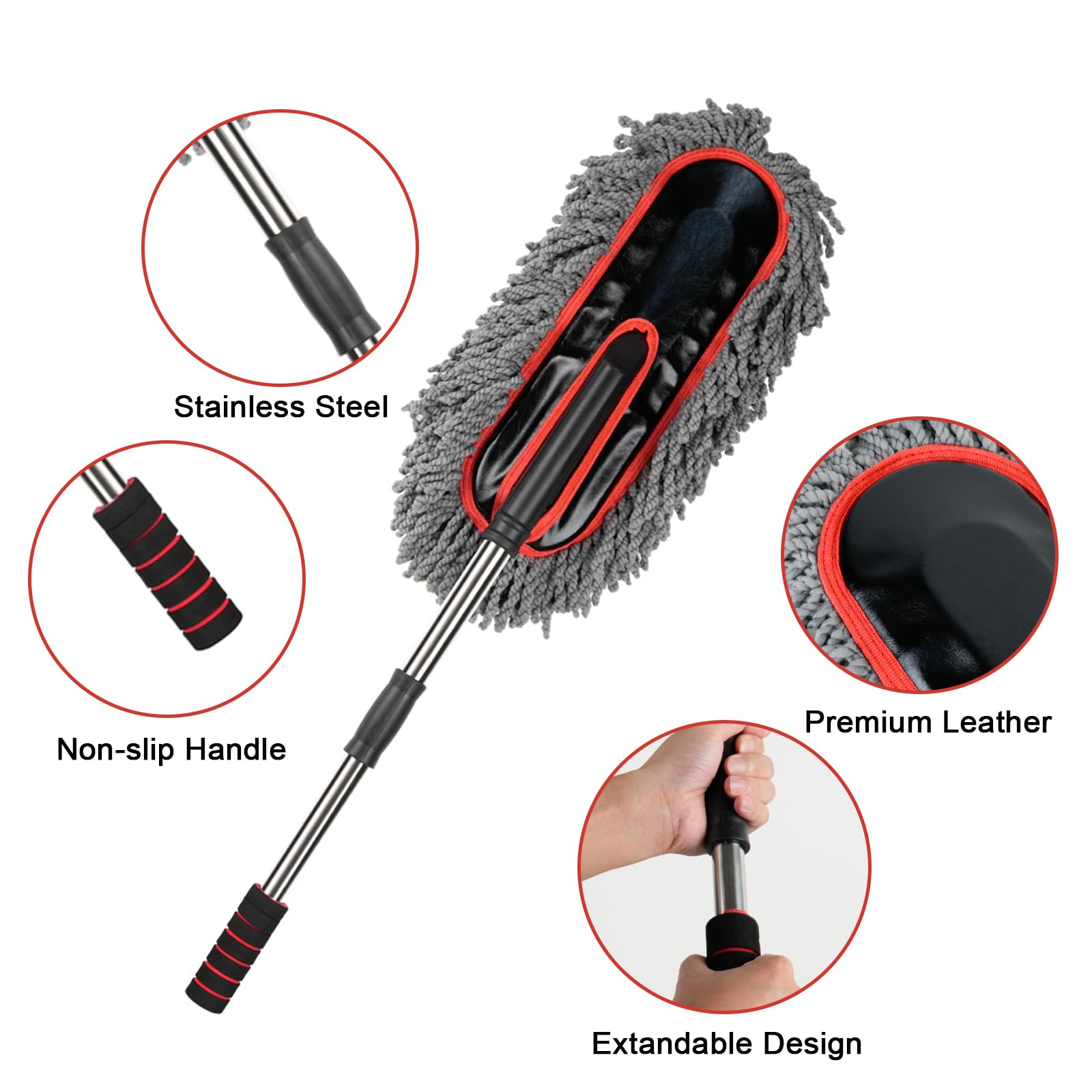 QLTUDN car duster extended reach to roof and windshield