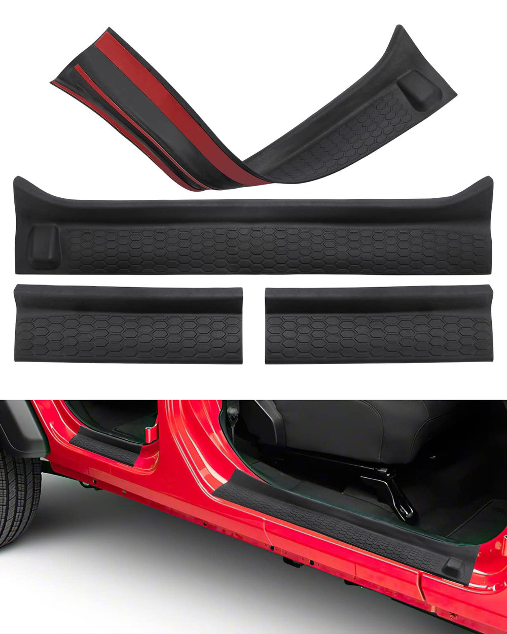 QMPARTS door sill guard front left protects Wrangler JL entry with clean styling