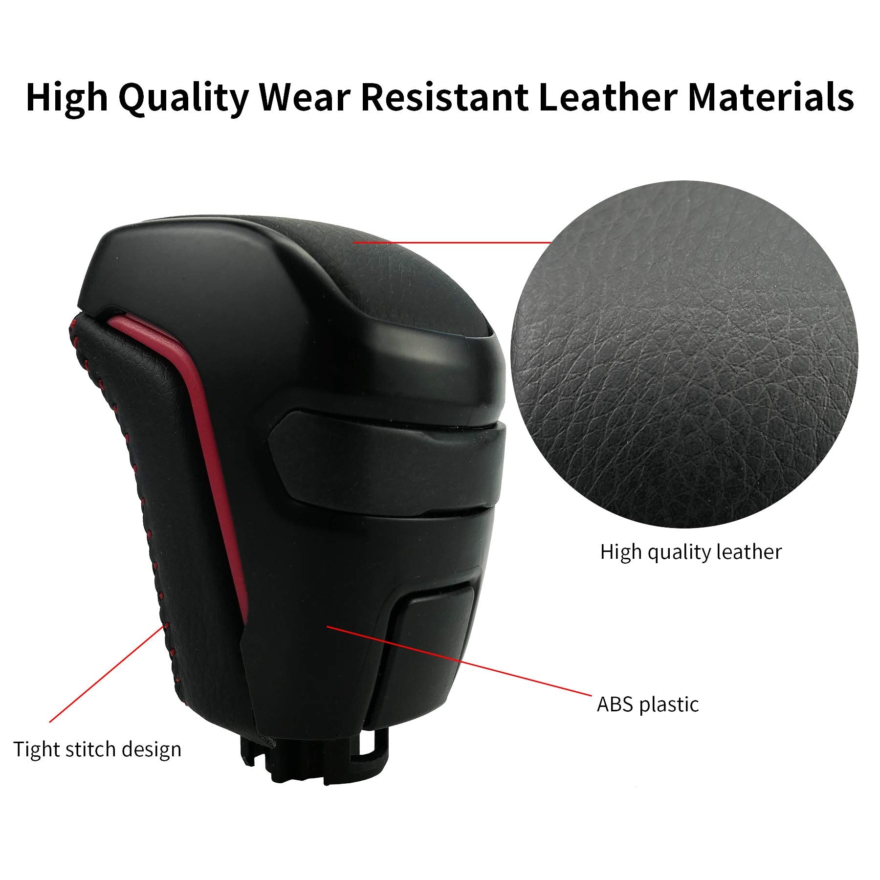 Qnbes black and red stitching shift knob adds a sporty premium interior touch