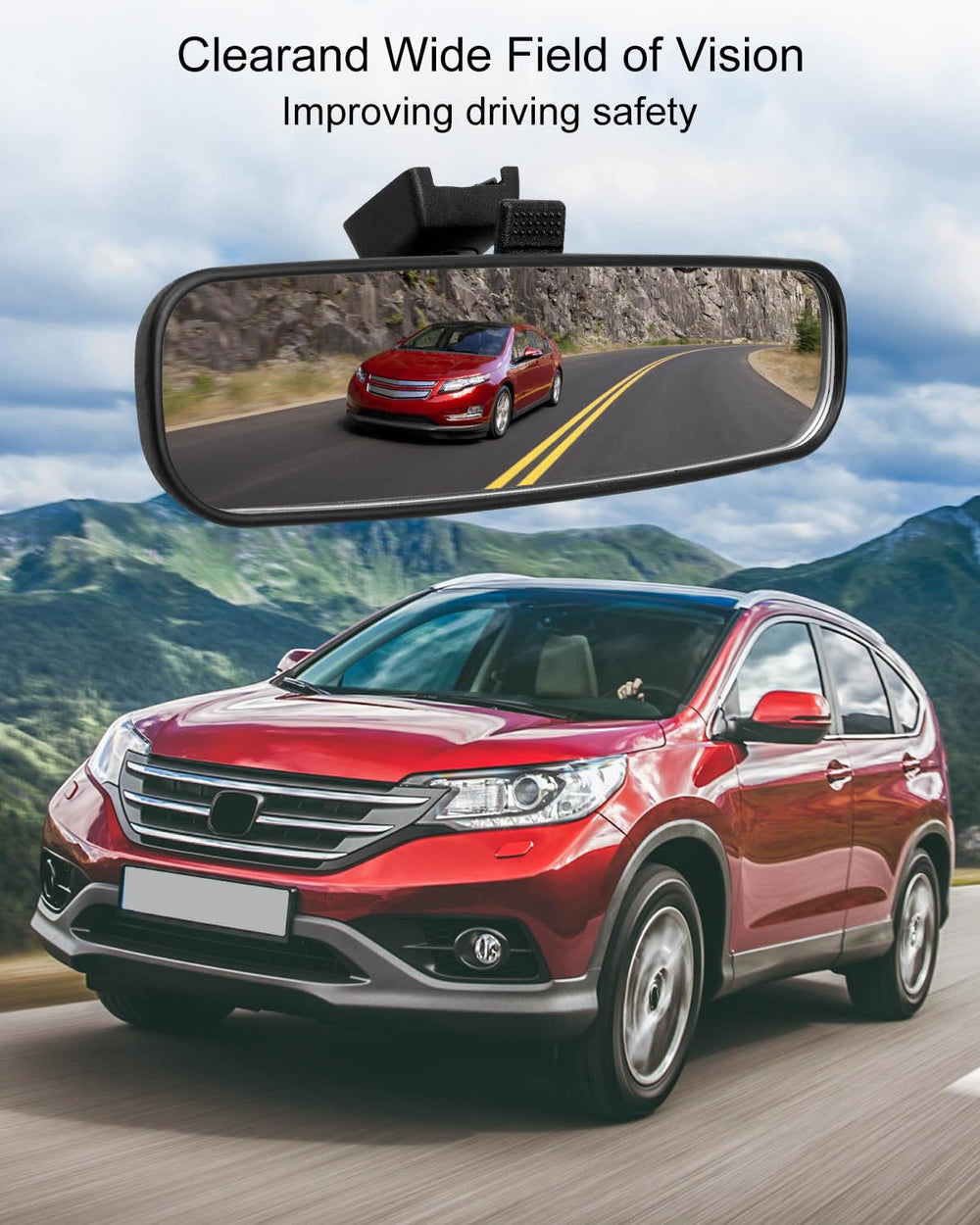 QNHEAY clear-glass rearview mirror delivers a clearer reflection for safer lane changes