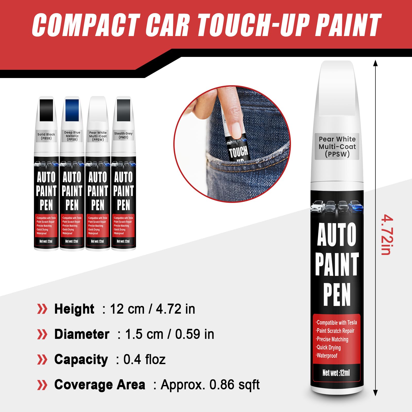 Qnofuit touch-up kit on Tesla exterior achieving near color match.