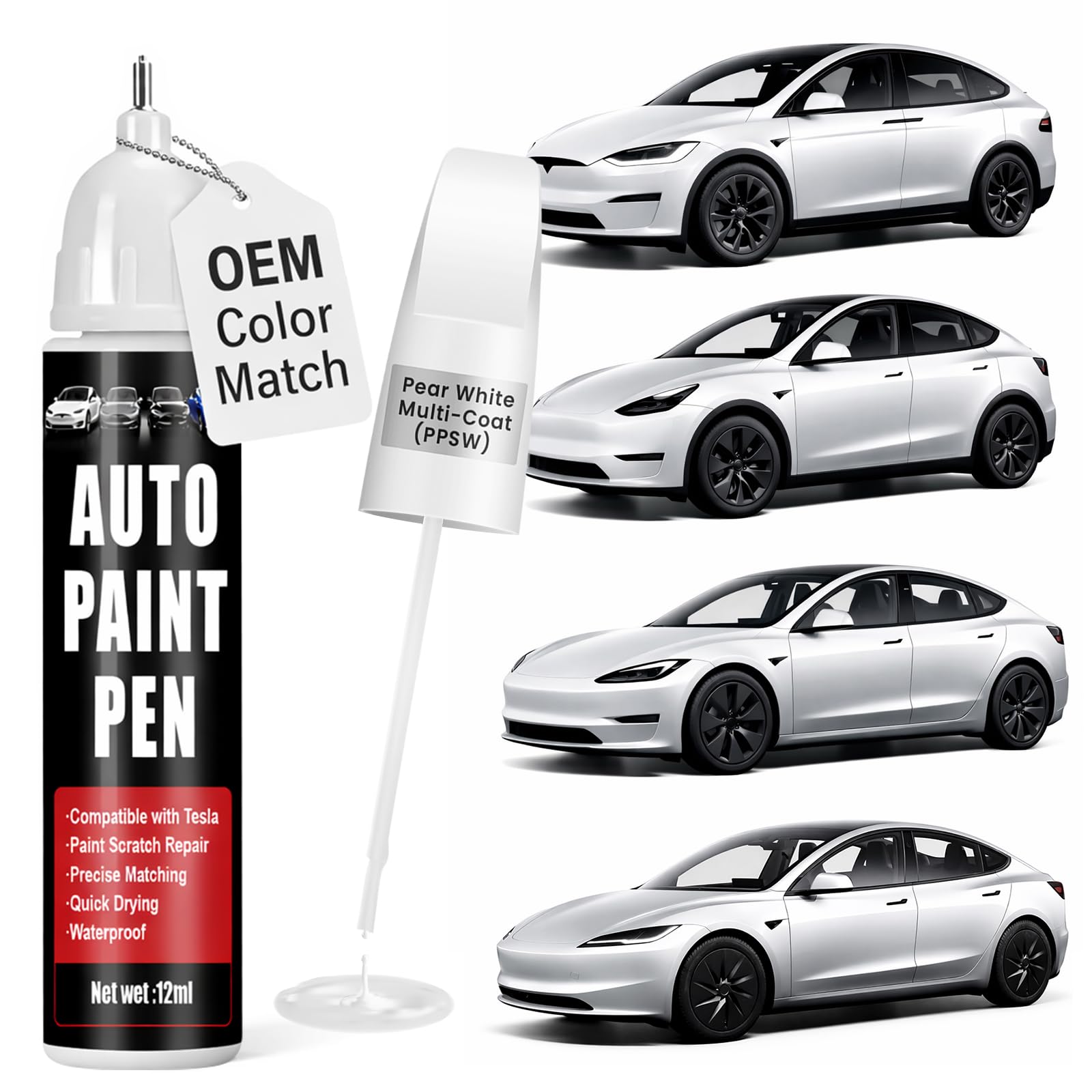 Qnofuit Pearl White Multi-Coat PPSW touch-up paint bottle for precise color matching.
