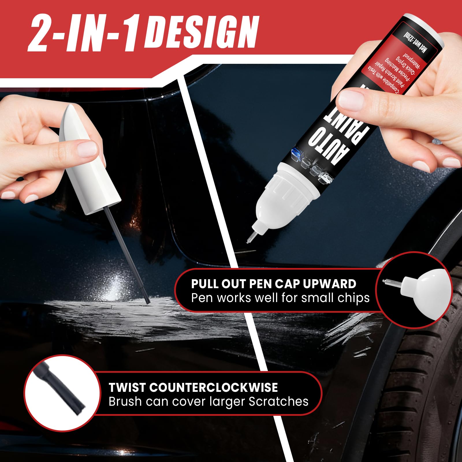 Qnofuit brush area for larger scratches delivers smooth coverage.