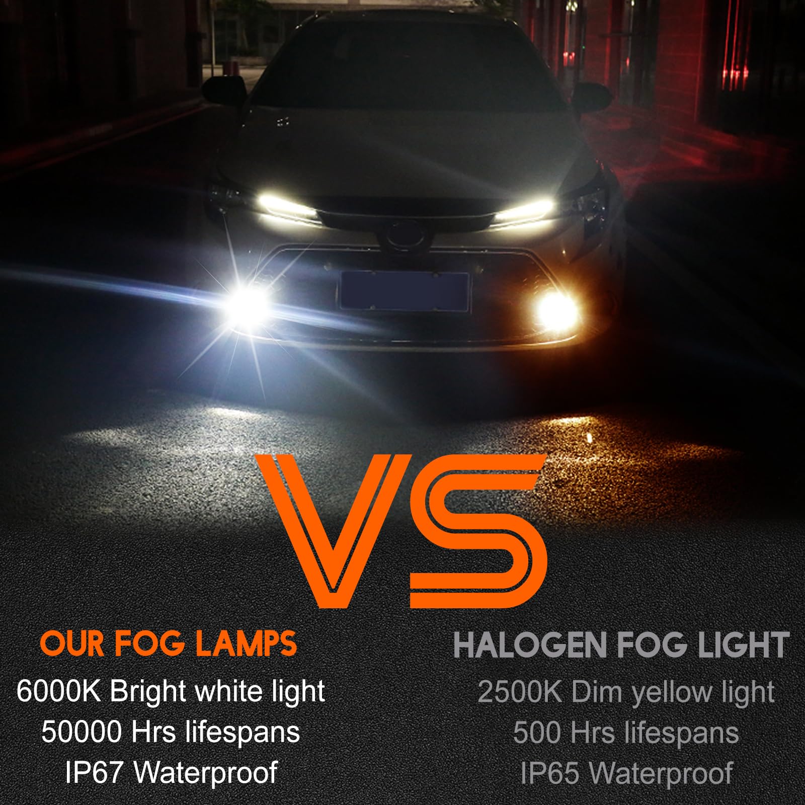 Pair of fog lights ready to replace stock lamps in minutes.