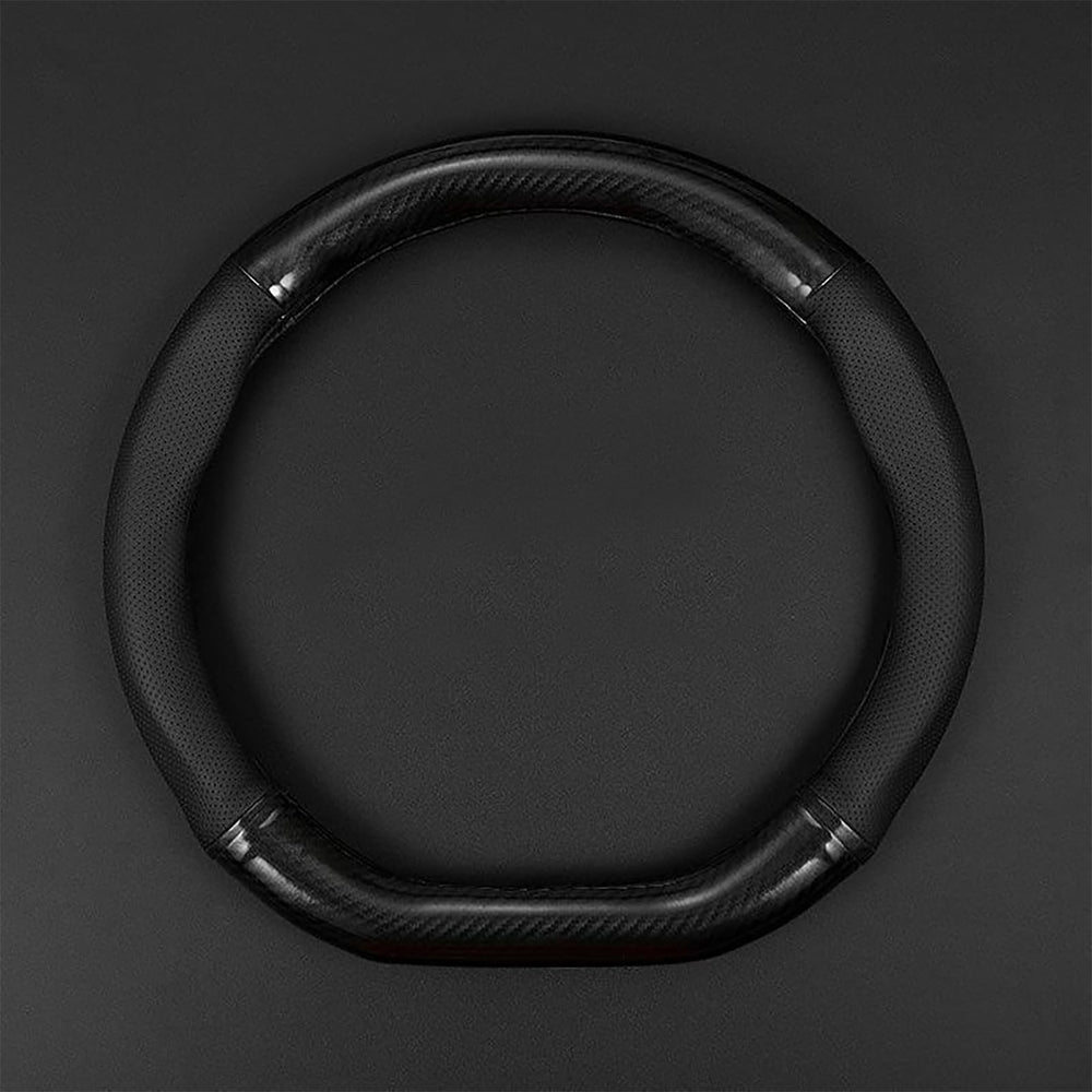 QODOLSI carbon fiber steering wheel cover highlights lightweight durability for daily driving.