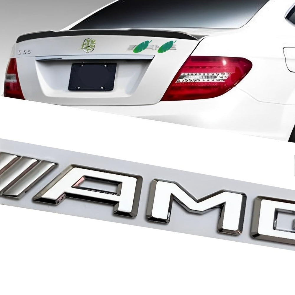 QOMAGO car emblem for trunk lid in silver with durable ABS material and easy adhesion