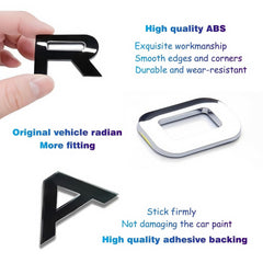 QOMAGO Range Rover badge replacement in gloss black offers a high-quality finish.