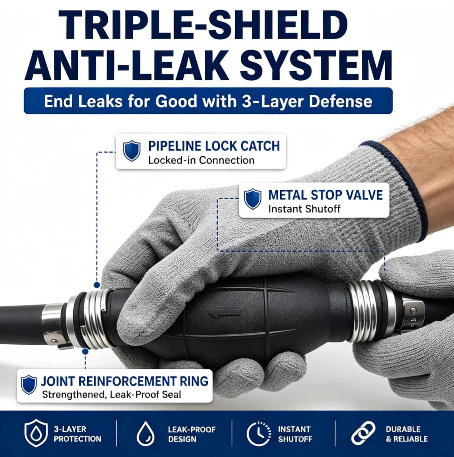 Qonsy ethanol-compatible rubber fuel line for marine and outdoors
